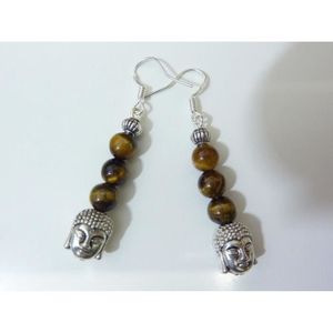 BOUCLES D/'OREILLES OEIL DE TIGRE 8X5 MM /&ARGENT925