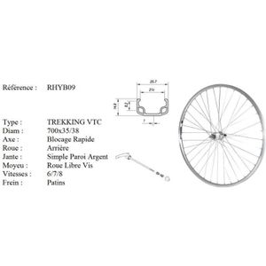 ROUE VTT 26 POUCES AV BLOCAGE JANTE BLANC MOYEU XC DISC 6T NOIR