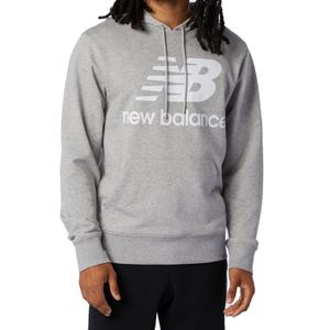 SWEATSHIRT New Balance Sweats à Capuche pour Homme Stacked Logo Gris MT03558AG