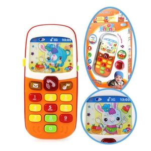 TÉLÉPHONE JOUET BUYFUN-Jouet électronique de téléphone portable de simulation d'enfants les jouets de puzzle d'enfants avec la musique et LED