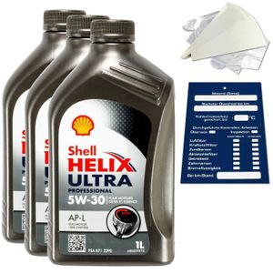 HUILE MOTEUR 3 litres d'huile moteur Shell Helix Ultra Professional AP-L 5W30 550040602 ACEA C2 SET