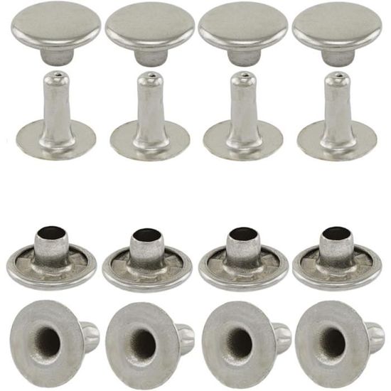 QUARKZMAN 50 Ensembles Cuir Rivets, 9mm Double Casquette Rivets 8mm Hauteur Métal Clous Rivet Pour Cuir Artisanat Réparation Diy Porte-Monnaie Ceintures Sacs Chaussures Gun-Black