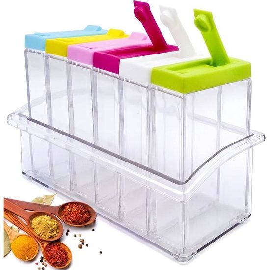 Lot De 6 Pots à Épices En Verre Avec Saupoudreur - 8x5 Cm - Couvercle Acier Inox - 3 Ouvertures Différentes - Idéal Cuisine, BBQ, Restaurant