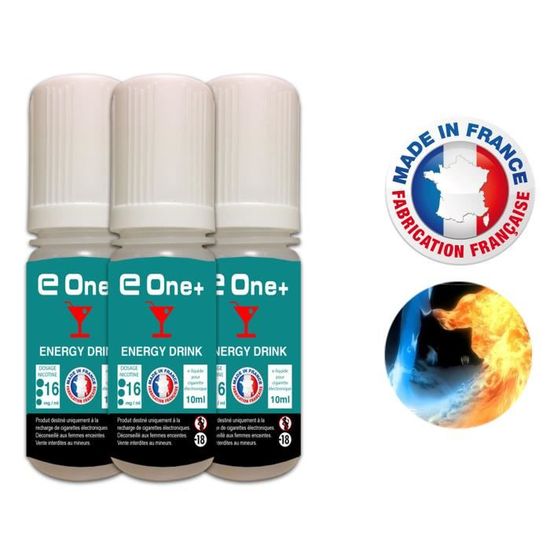 3 E-LIQUIDES 100% FRANCAIS 10ml ENERGY DRINK 16mg