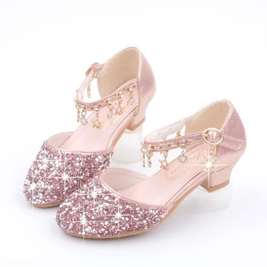 Chaussures à Talons Princesse Pour Fille - Strass Scintillants, Pour Déguisement, Fête, école Ou Spectacle