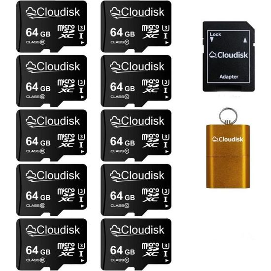 Cloudisk 64GB Micro SD Card microSDXC UHS-I Scheda di Memoria Flash, C10, U3, Full HD, 4K UHD, Scheda TF ad alta velocità