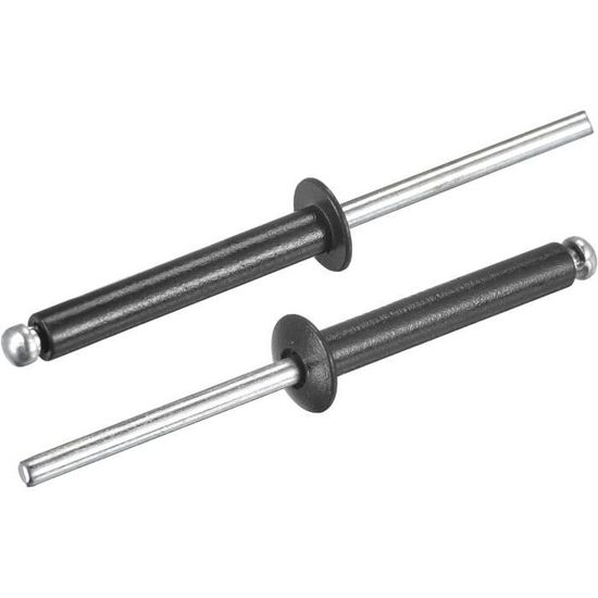 Uxcell Aluminum Blind Rivets, 5mm X 10mm (13/64" X 25/64") Open End Rivet Flat Round Head For Joining Metal Plate Leather, Black 25 Pcs