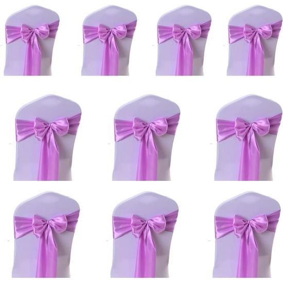 Lot De 10 Rubans De Chaise Élastiques Avec Nœud - Décoration Mariage, Fête (Rouge Vin, Circonférence 83-93 Cm) - 11