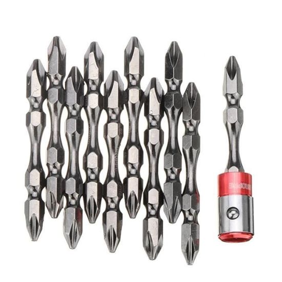 Lot De 10 Embouts De Tournevis - PH2, PZ2, SL3 à SL6, TT20, T20 - Longueur 75mm - Acier S2 - 1/4"