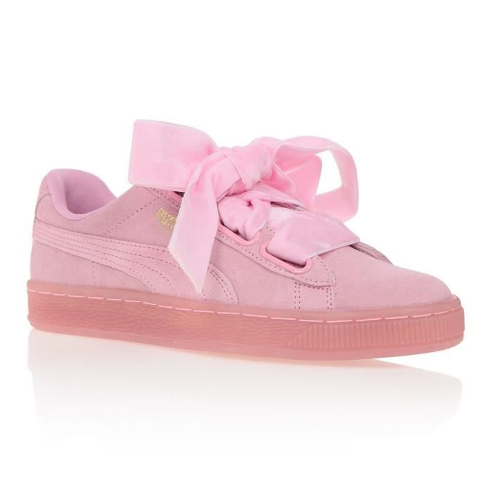 puma basket heart suede rosa