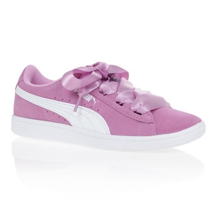 basket puma fille noir rose