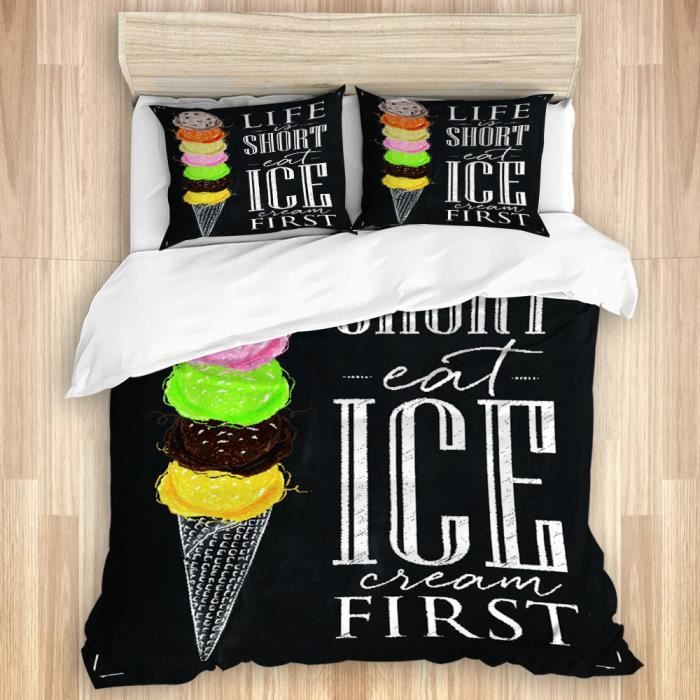 Parure De Couette La Vieourte Citation Sur Summer Sweet Long Scoop Pour Les Magasins De Creme Glacee Housse De Couette 140x0cm Cdiscount Maison