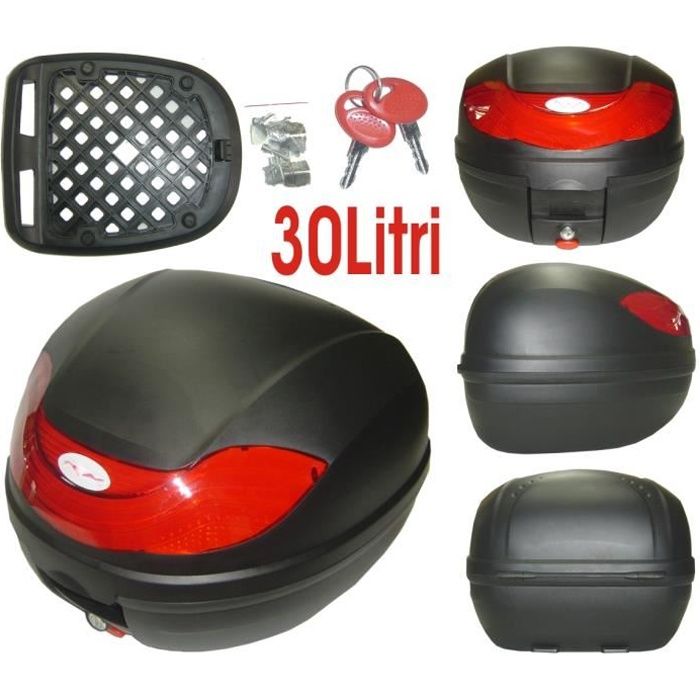 Top Case Valise Bagage Rigide Moto Scooter Coffre 30lt Universel Noir
