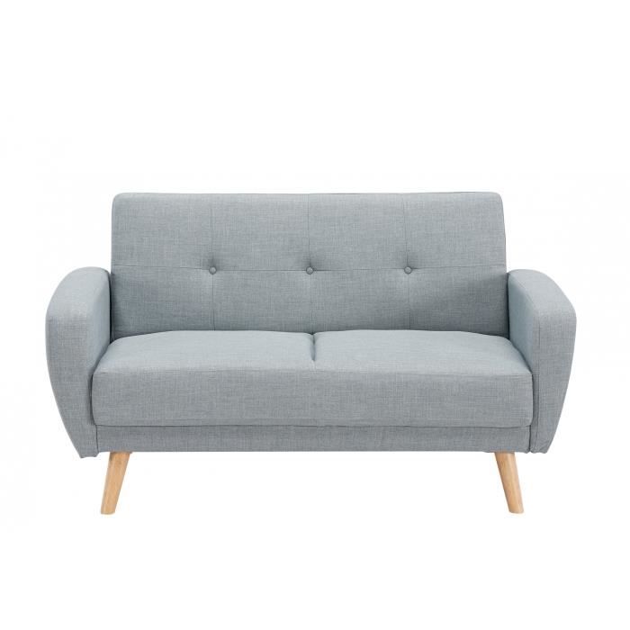 Canapé 2 placesconvertible scandinave tissu gris OSLO