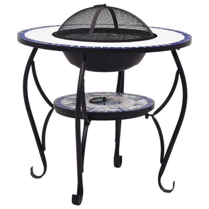Table de foyer mosaïque Bleu et blanc 68 cm Céramique -OLL -XNA