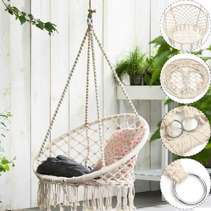 Hamac rond de style nordique, hamac de sécurité, corde de balançoire, hamacs intérieurs et extérieurs, sièges de jardin pour enfants