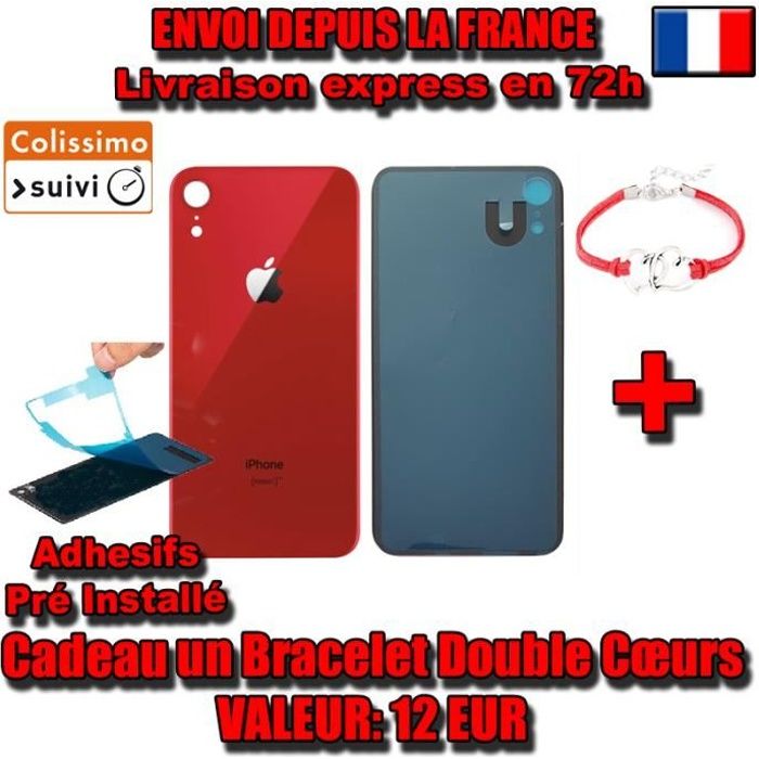 VITRE ARRIERE SUR CHASSIS iPhone XR (PRODUCT) RED ROUGE VITRE AR