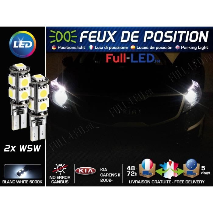 Ampoules Feux de position LED - Kia Carens II- W5W blanc Xénon