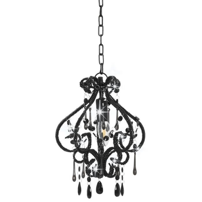Bonne qualité - Plafonnier - Lustre et Suspension Lampe suspendue - avec perles Noir Rond E14 @2387 :