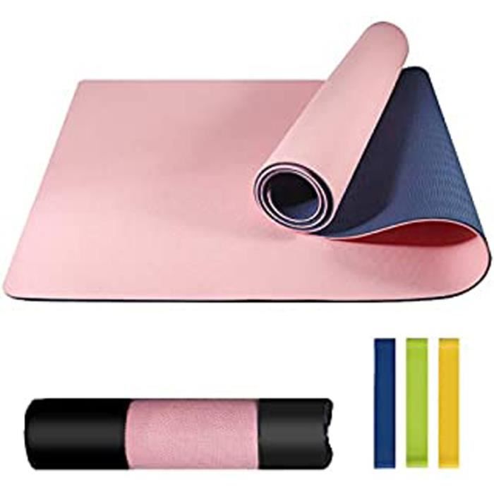 Tapis De Yoga, Tapis Gym - Ecologique Non Toxique En Tpe, 3*Bande De Résistance,1*Sac De Transport,Ultra Antidérapant Et Durable,