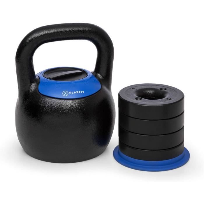 POIDS KLAR FIT Adjustabell - Kettlebell réglable, haltère Ronde, Poids réglable : 8-16 kg ou 16-24 kg, en242