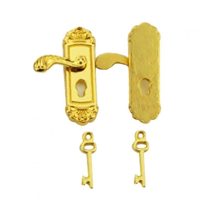 2PCS délicat maison Verrouillage de la porte FancyDoll porte Boutons Vivid poignée de porte d'or Toy (1 paire)