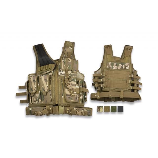 Gilet Barbaric Coyote couleur nylon oxford 600D avec boucles et velcro, système Molle. Comprend une ceinture