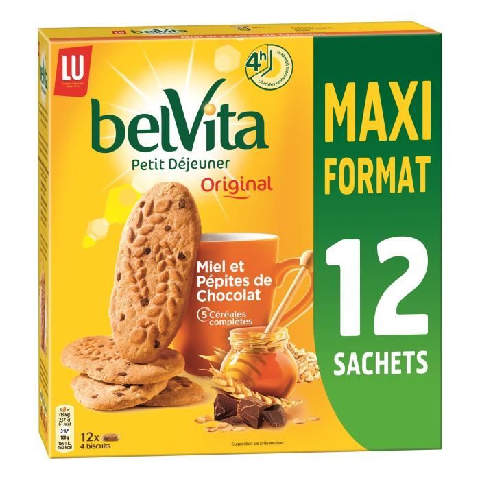 Belvita Miel et Pépites De Chocolat Maxi Format 650g