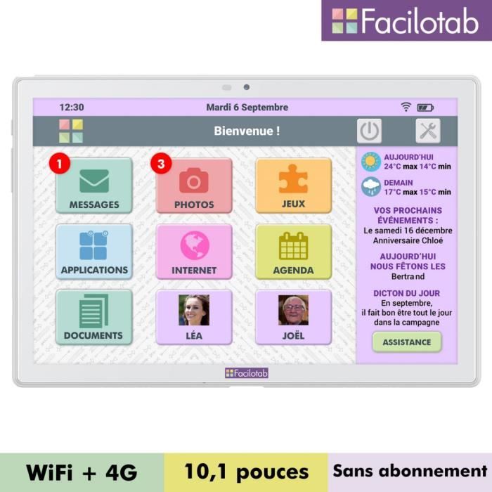 FACILOTAB L WIFI / 4G - Tablette - Android 10 Go Edition - 32 Go - 10.1- IPS (1280 x 800) - Logement microSD