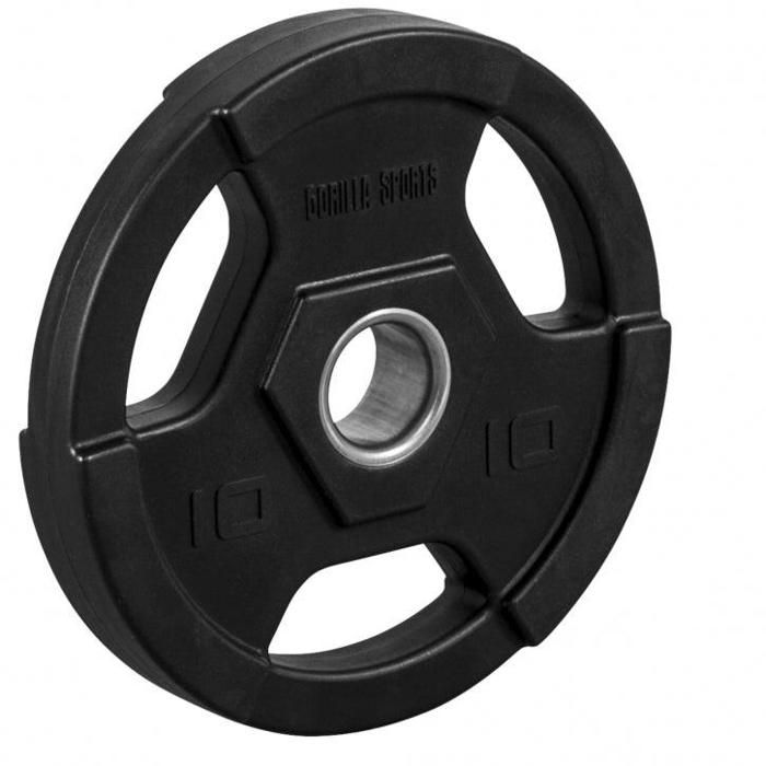 Gorilla Sports - Poids disques olympiques en fonte rêvetement caoutchouc avec anneau métalliquede 51mm - de 12,5 à 25 kg - 10 KG