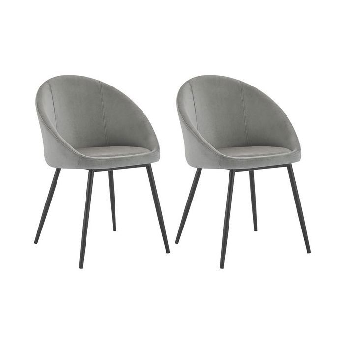 Lot de 2 chaises vintage DIANE velours gris Gris