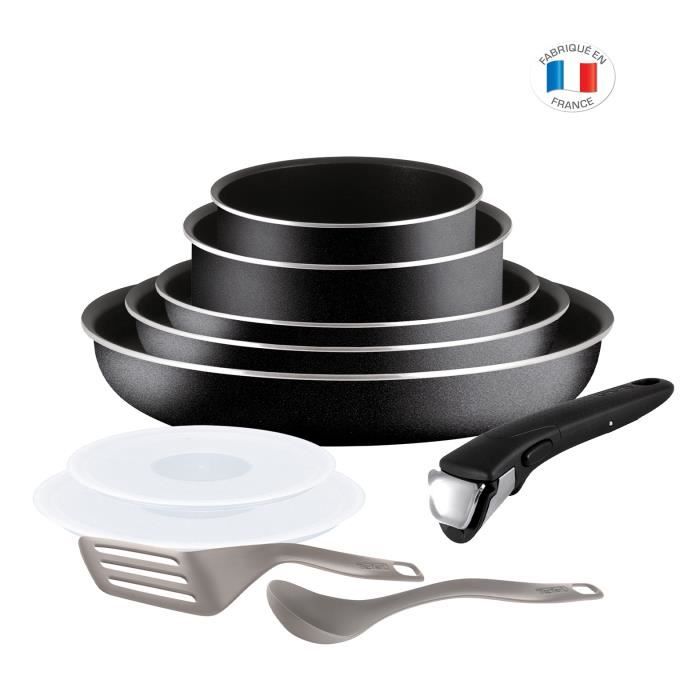 TEFAL L2008902 Ingenio Essential Batterie de cuisine 10p, Poêles, Casseroles, Sauteuse, Tous feux sauf induction, Fabriqué en France