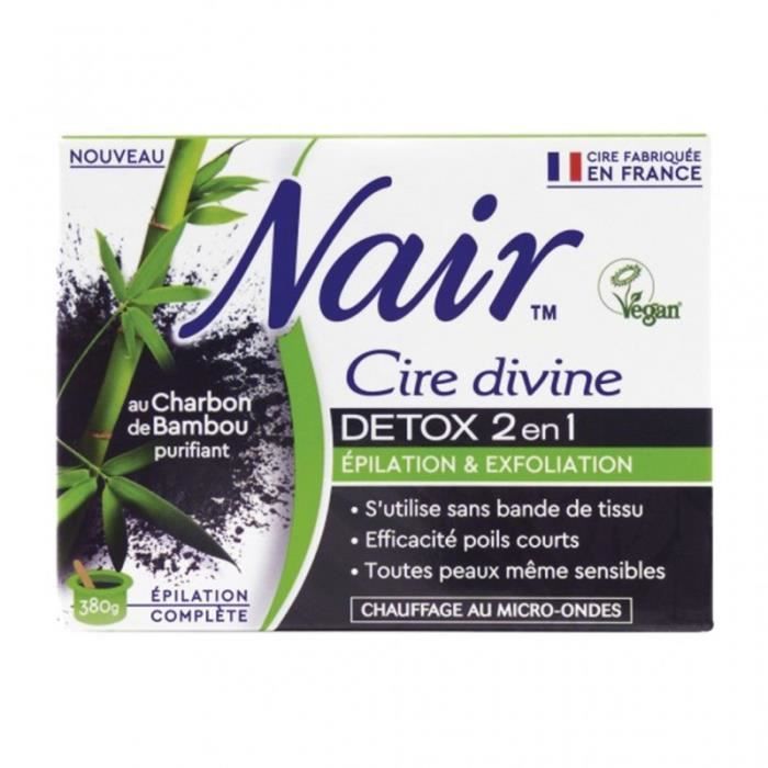 Nair Cire Divine Épilation Complète Detox 2 en 1 Épilation & Exfoliation au Charbon de Bambou Purifi