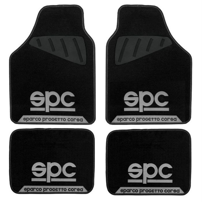 Jeu de 4 tapis SPARCO logo SPC Noir et gris