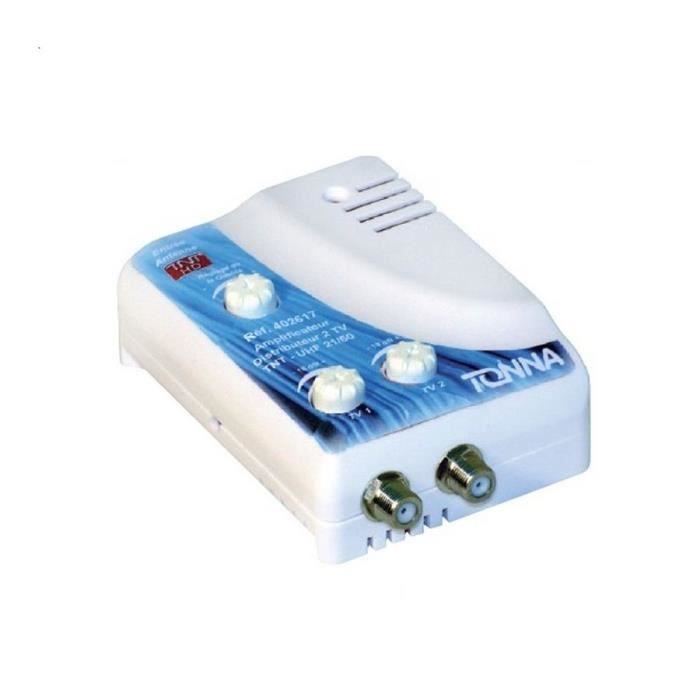 AMPLIFICATEUR INTERIEUR 1 ENTREE / 2 SORTIES TVT 32 dB x 2 Tonna - 402662