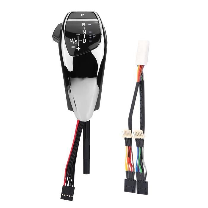 Pommeau de Levier de Vitesse Automatique Conduite à Gauche pour BMW E90 E91 E93 E81 E82 E84 E87 E88 E89(Chrome Noir)---SHY