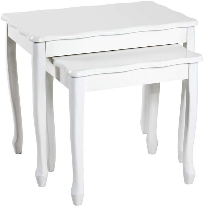 haku möbel - 19388 - haku mobel set de 2 tables d'appoint, bois massif, blanc, l 43 x p 32 x h 41 cm /l 56 x p 36 x h 48 cm
