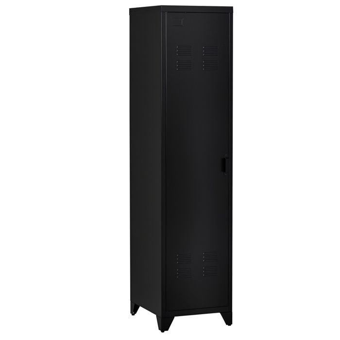 Armoire vestiaire HOMCOM compacte en métal casier meuble de rangement sur pieds style industriel avec 3 étagères 1 tringle