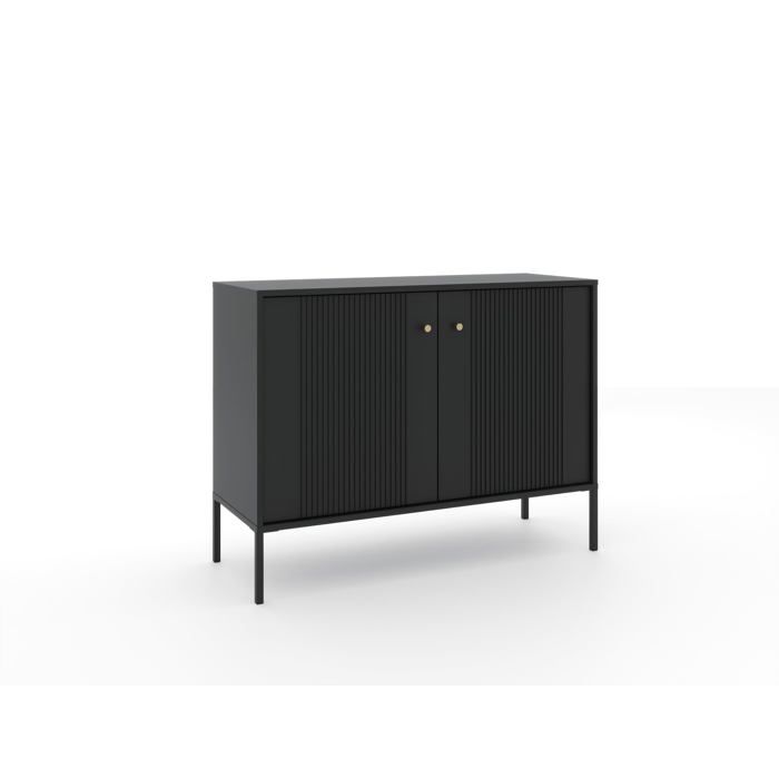 Commode - Noir - 1045 x 39 x 79 cm - 2 portes - Meuble de chambre - Auto-assemblage