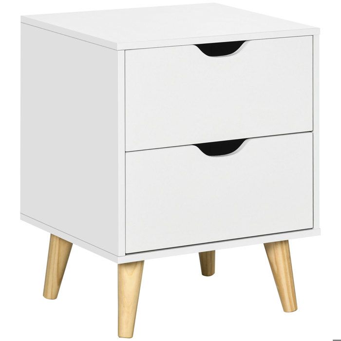 HOMCOM - Table de chevet - Panneaux de particules - 40x35x50.5cm - Blanc