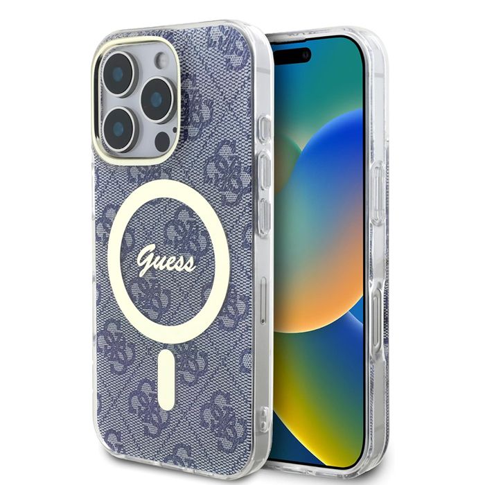 Guess Coque IML 4G MagSafe pour iPhone 16 Pro Bleu - vue 4