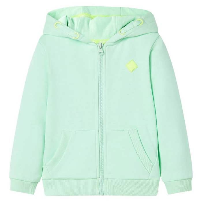 Sweat-shirt à capuche et fermeture éclair pour enfants vert vif 92/104/116/128/140 Sweat-shirt à capuche et fermeture éclair pour enfants vert vif 92/104/116/128/140