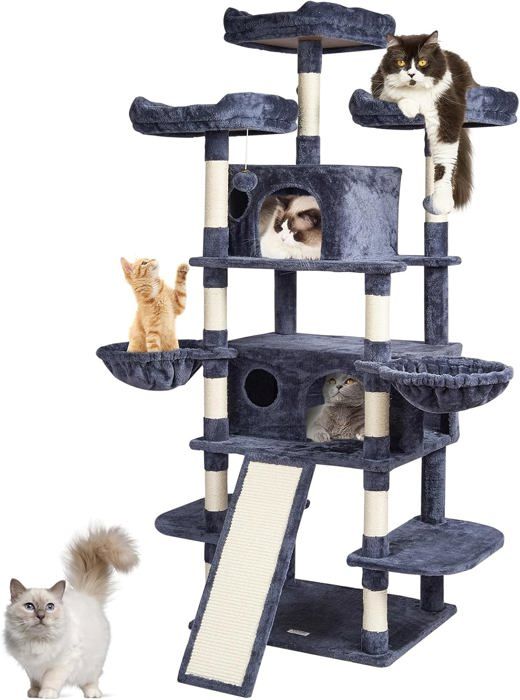 Meilleurs prix pour Arbre À Chat,174 Cm,Tour D'Escalade À Chats Avec Griffoir En Sisal,2 Niches,Hamacs,Perchoirs Supérieurs,Plates-Formes De Saut,Ramp