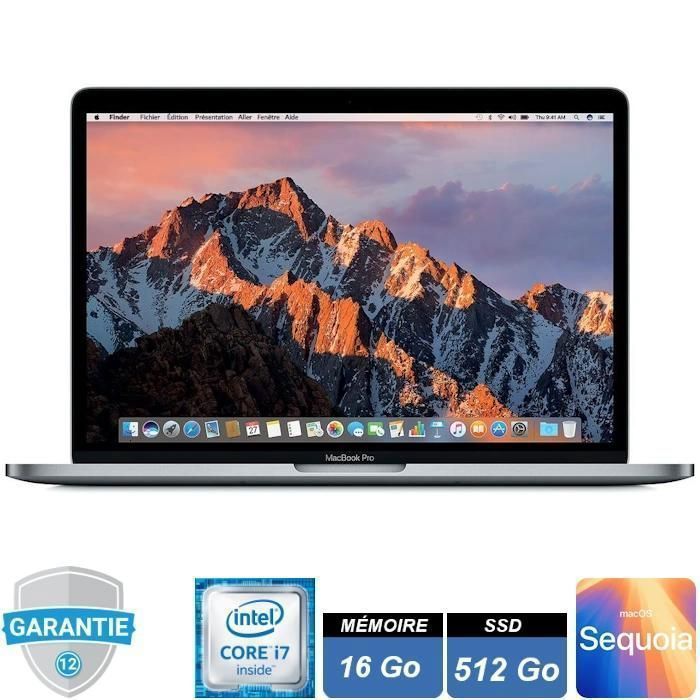 APPLE MacBook Pro Retina TouchBar 13  2018 i7-8559U – 16 Go RAM – 512 Go SSD – MacOs Sequoia