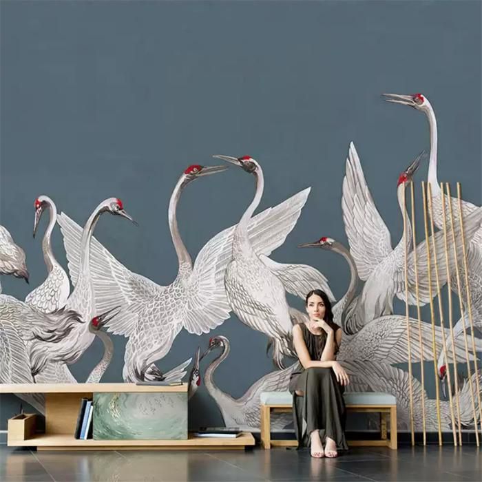 Papier Peint Panoramique 3D lumière luxe murale salon canapé japonais Danto grue fond décran TV 350x250cm