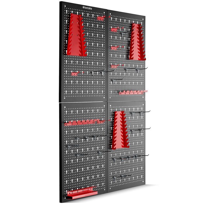 Rangement outils - TECTAKE - Lot de 5 panneaux perforés JONAH en acier Rangement outils - TECTAKE - Lot de 5 panneaux perforés JONAH en acier