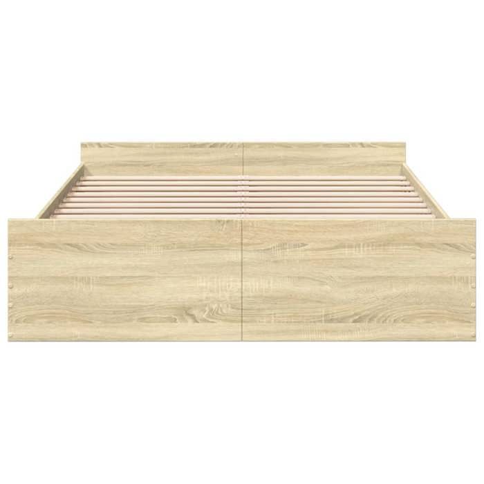 Cadre de lit adulte/Lit 2 personnes - avec tiroirs sans matelas - chêne sonoma 140x200 cm 355