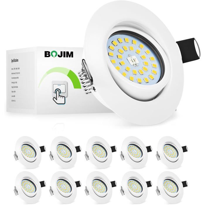 Lot De 6 Spots LED Encastrables Dimmables 5.5W - 3 Températures De Couleur, IP44, Rotatif 45° - Pour Plafond, Salle De Bain, Cuisine