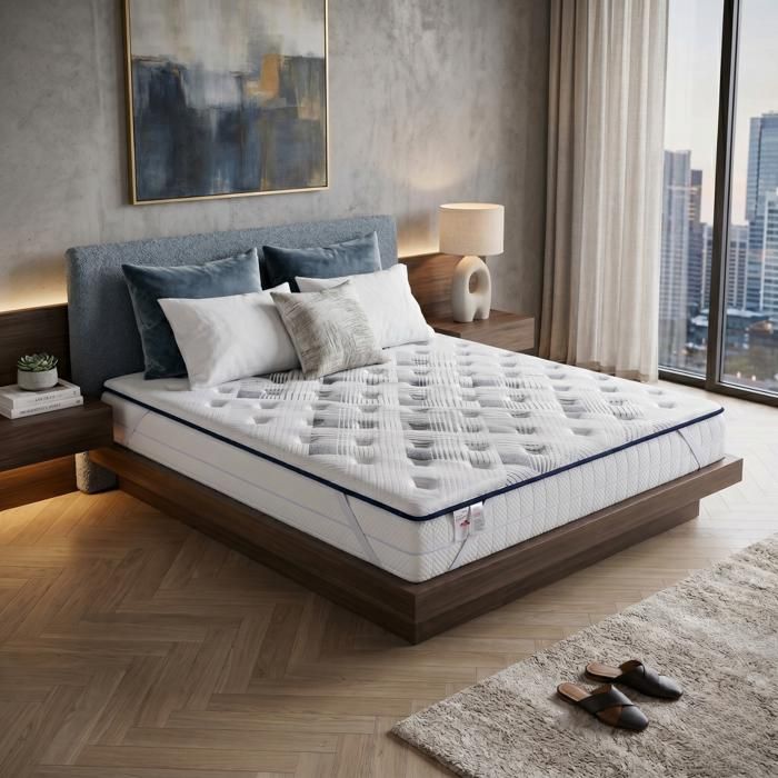 Surmatelas - SAMPUR - Everest - Tissu Cool Fabric rafraîchissant - Mémoire de forme 35 kg/m³ - Épaisseur 5 cm