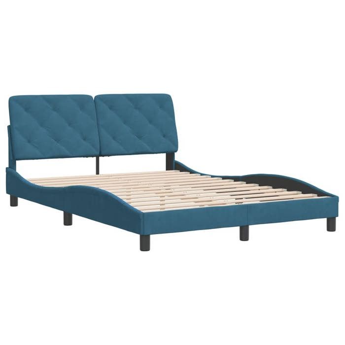 RemiseLit 2 personnes Cadre de lit Double sans matelas bleu 120 x 200 cm velours JILIMAISON2025 51996195